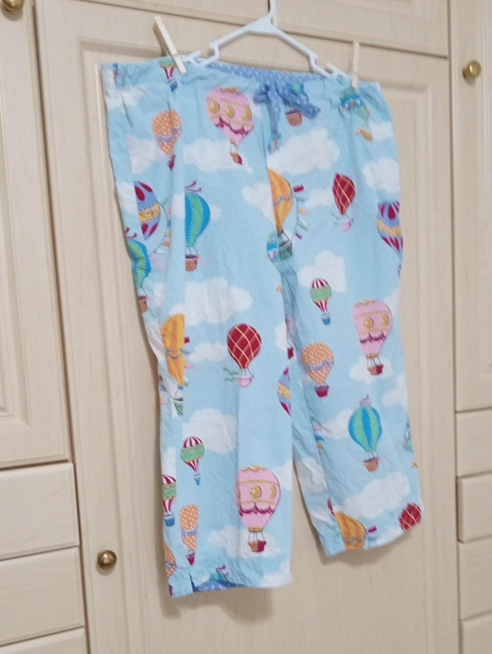 Vintage Nick & Nora Light Blue Hot Air Balloon Pajama Bottoms